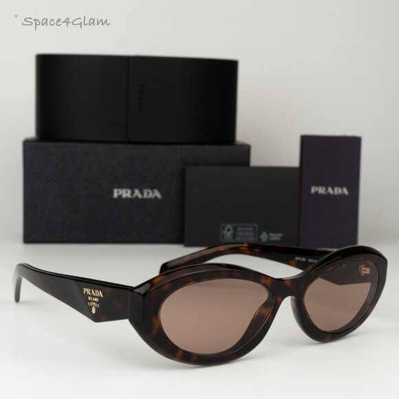 BRAND NEW Prada PR26ZS 17N60B Dark Havana Light Brown Oval Women’s Sunglasses - Picture 1 of 9